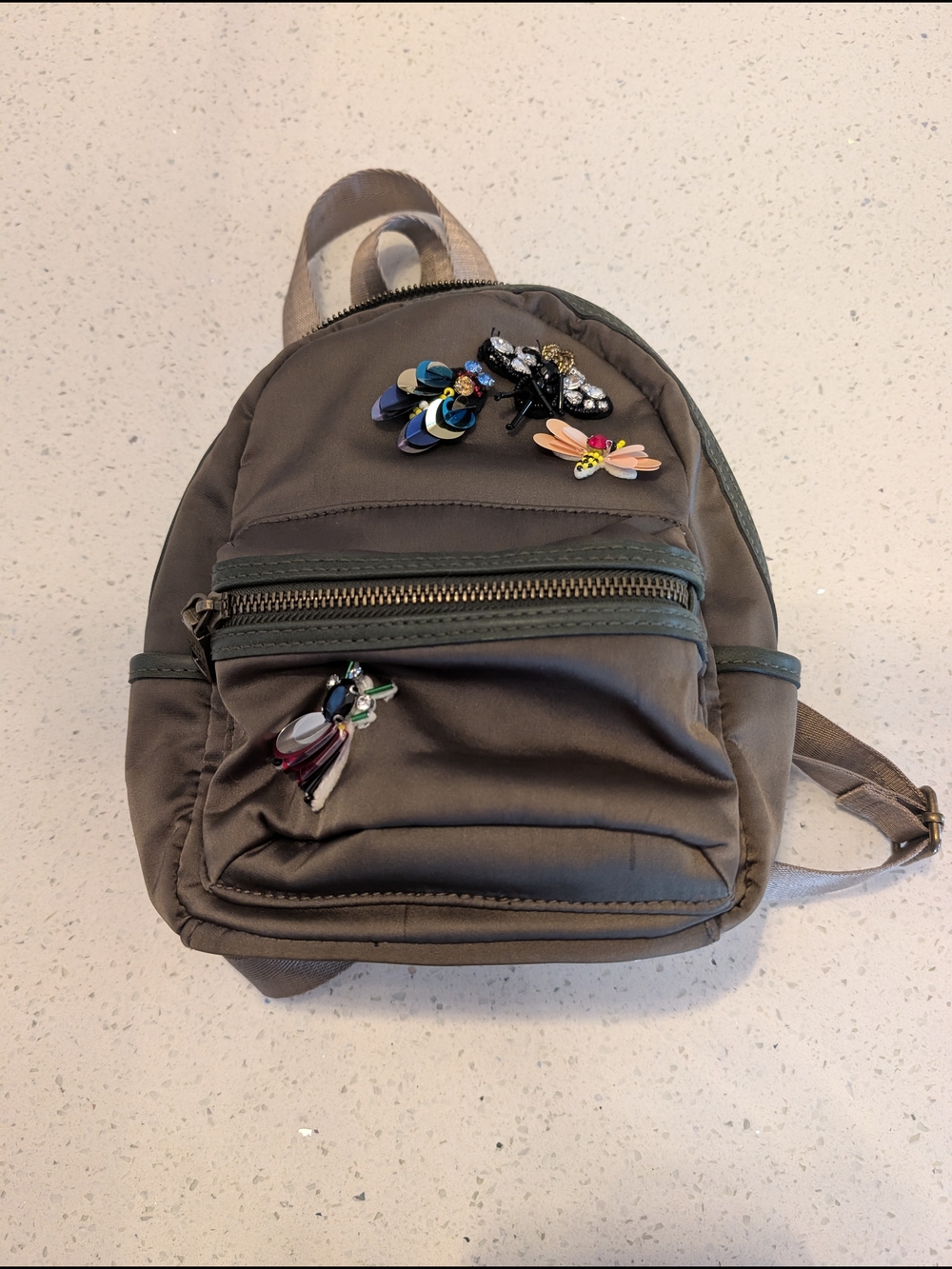 Steve Madden Olive Green Backpack with Patterned Lining
